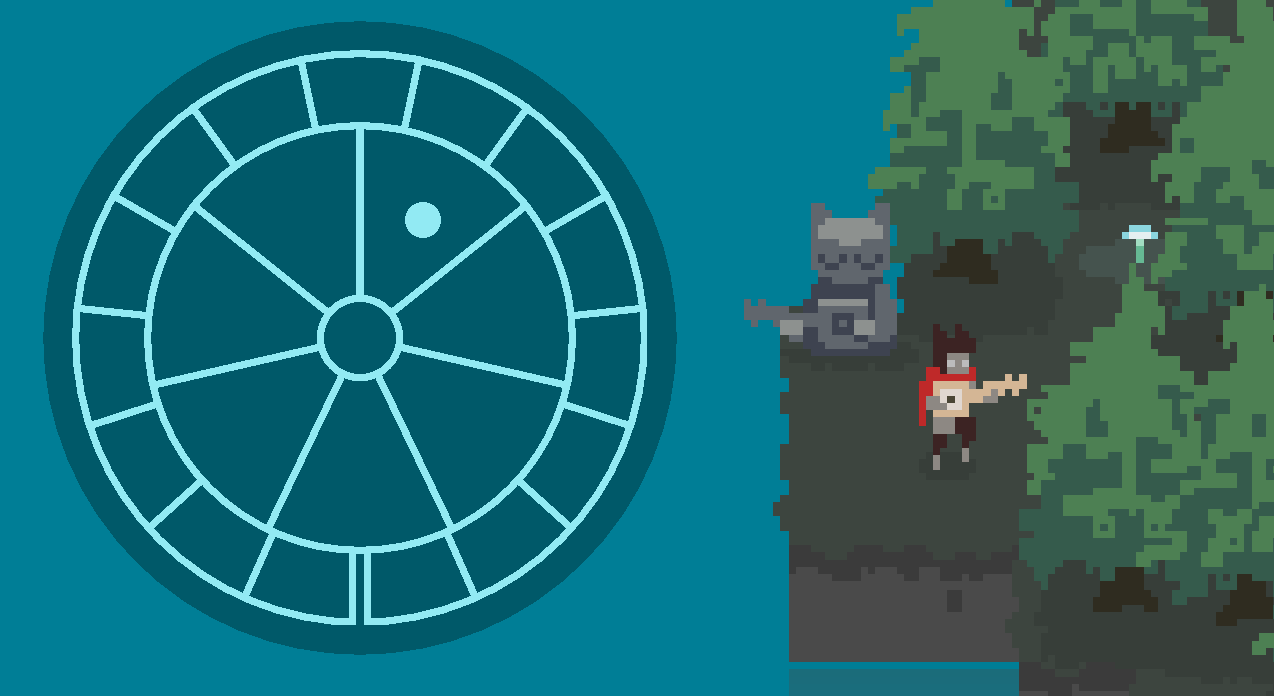 creature playing guitar via circular interface