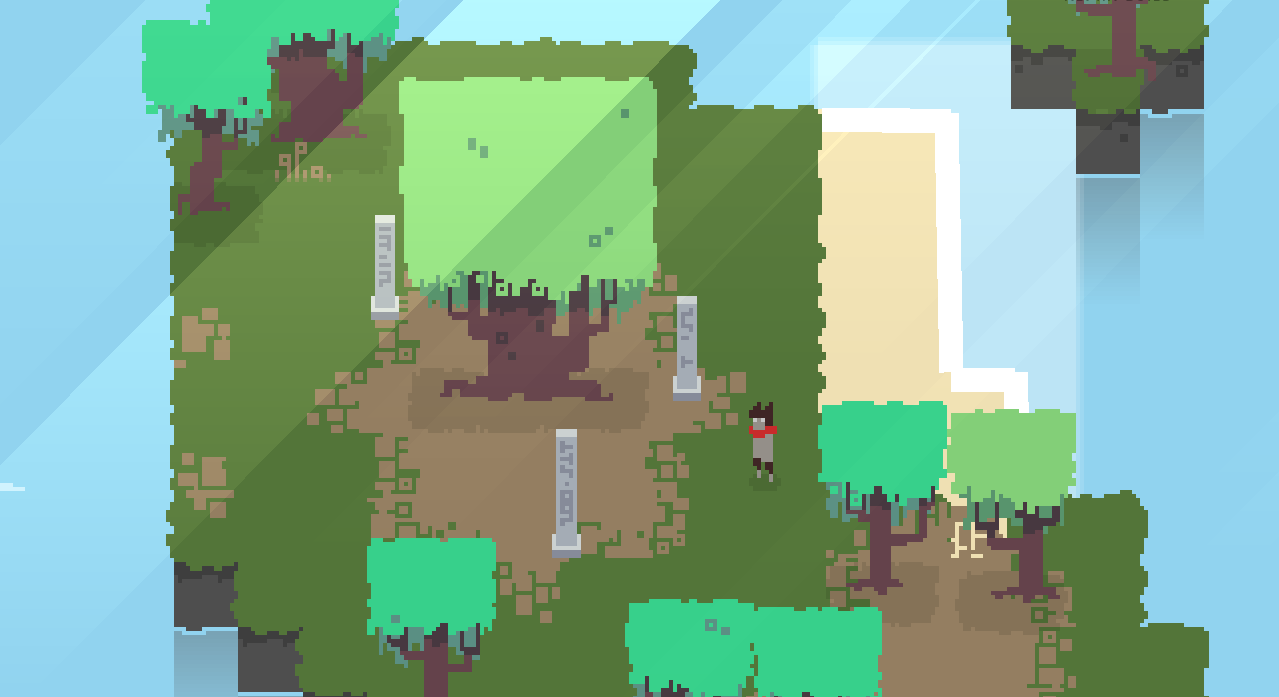 pixel art of forested island