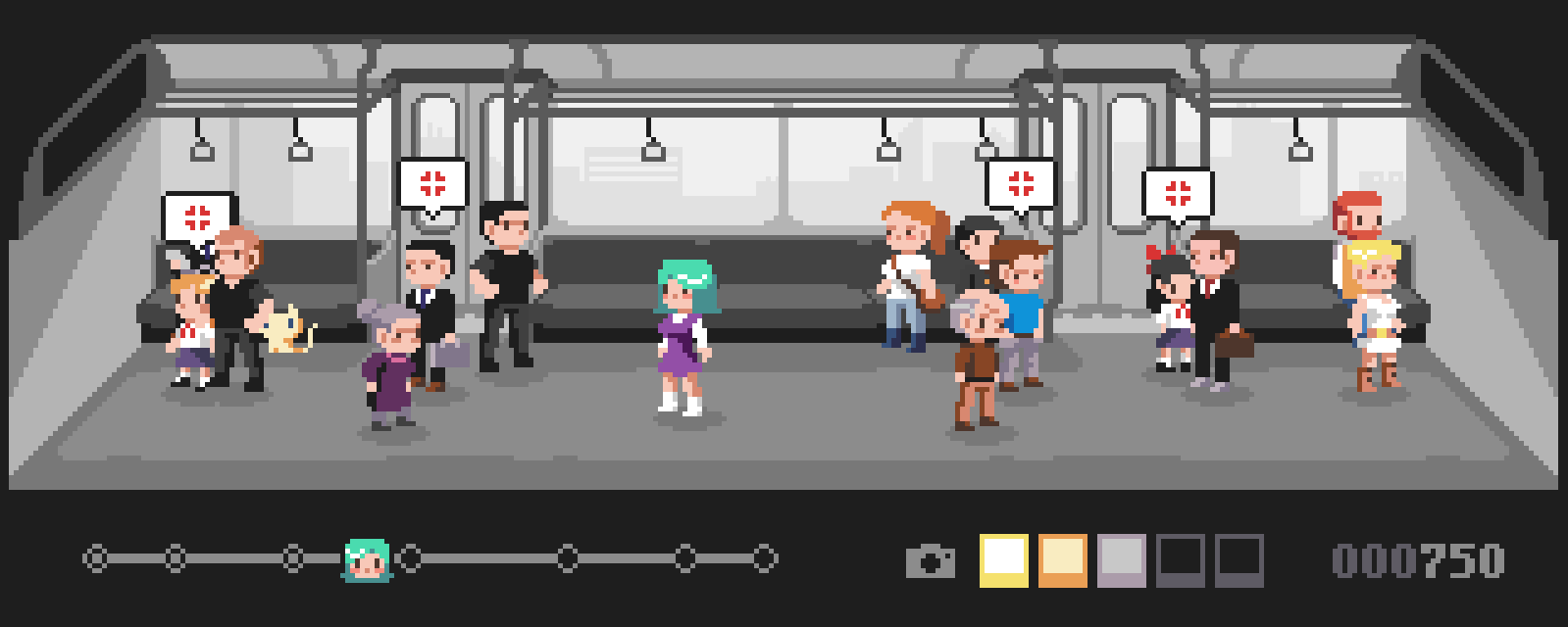 game character annoys train passengers